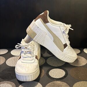 Puma White and Brown Women's Sneakers